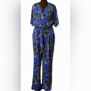 Kate & Mallory Blue Floral Print Jumpsuit